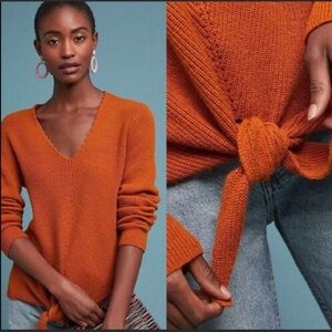 Anthropologie Moth V-Neck Tie Front Sweater (XS)